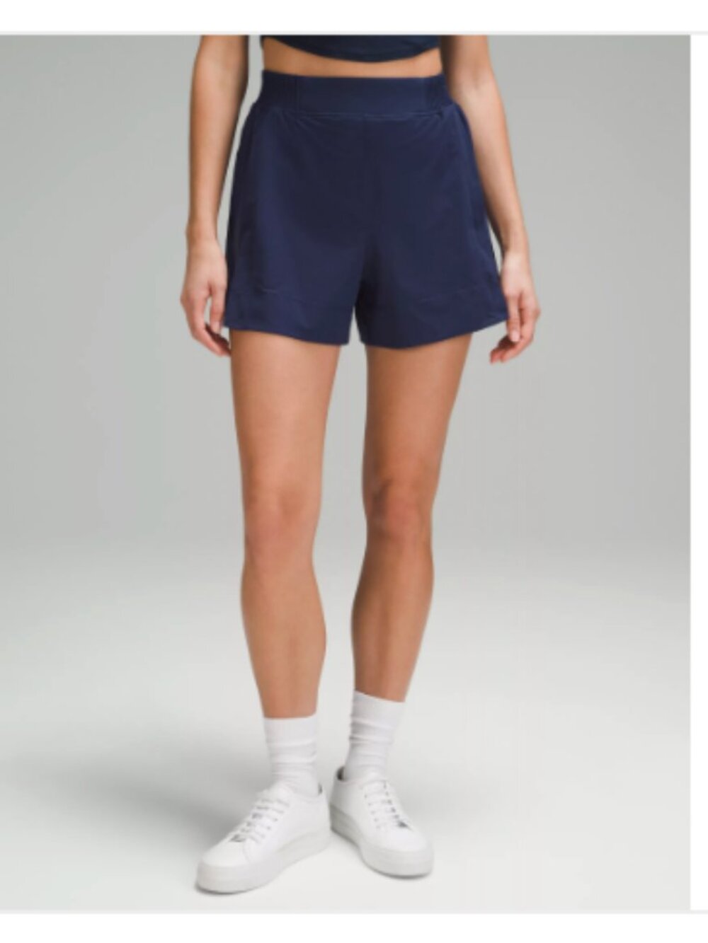 Stretch Woven Relaxed-Fit High-Rise Short 4" Night Sea Size M
